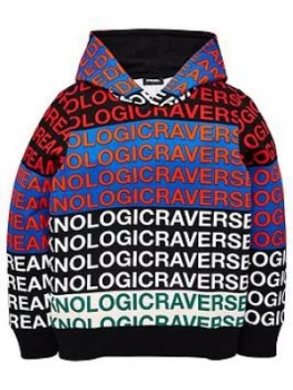 Image of Diesel Boys All Over Print Colour Block Hoodie - Multi
