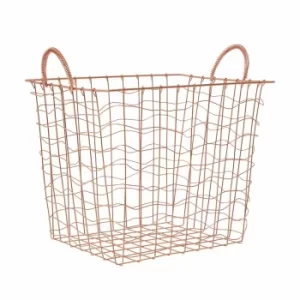 Image of Vertex Rectangular Wire Basket with Handles 30x38x36cm, Copper