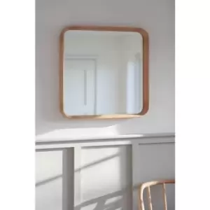 Image of Hambledon Indoor Wall Hung Hallway Lounge Square Mirror 60cm Oak - Garden Trading