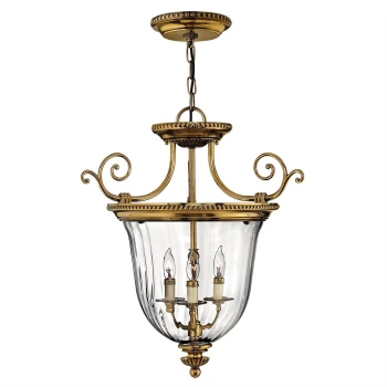 Image of Cambridge 3 Light Small Ceiling Pendant Polished Brass, E14