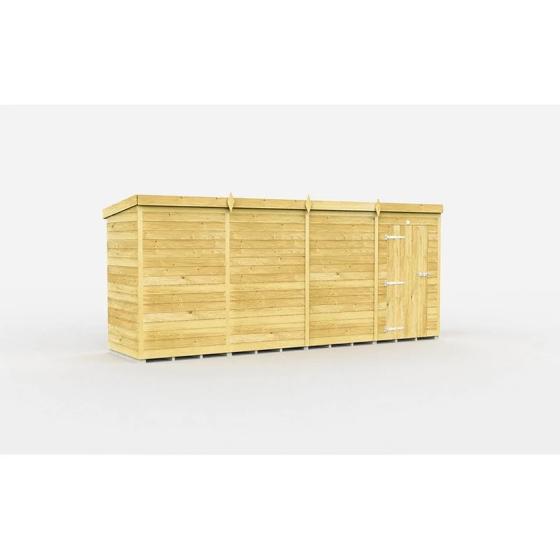 Image of Buttercup Farm 15 x 4 Feet Pent Shed - Single Door W/O Window - L118 x W454 x H201cm in Brown Brown Unisex