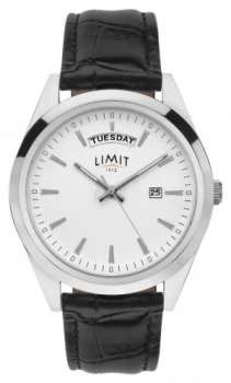 Image of Limit Mens Black Leather Silver Dial Silver Case Watch