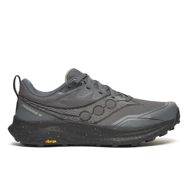 Image of Saucony Peregrine 16 Shoes Grey Black SS26, Size 43 - EUR