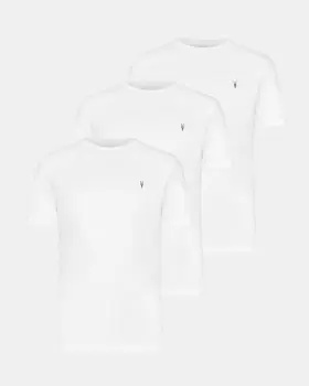 Image of AllSaints Mens Cotton Brace Tonic 3 Pack T-Shirts, White, Size: XL