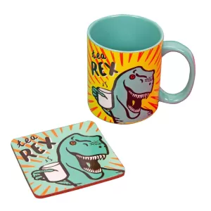 Image of Neon Pop Mug & Coaster Set - Tea Rex