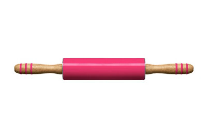 Image of Premier Housewares Non Stick Zing Red Silicone Rolling Pin, Heat Resistant Rolling Pin, Durable Wooden Pin For KItchen Pink