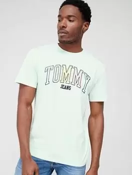 Image of Tommy Jeans Classic College Pop Tommy T-Shirt, Light Green Size M Men