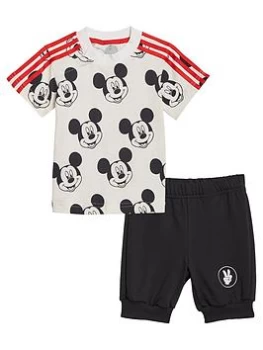 Image of Boys, Adidas Infant Boys Disney Mickey Mouse Short & T-Shirt Set, White/Black, Size 3-6 Months