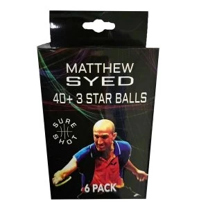 Image of Sure Shot Matthew Syed 3 Star Plastic Table Tennis Balls (Pack of 6)