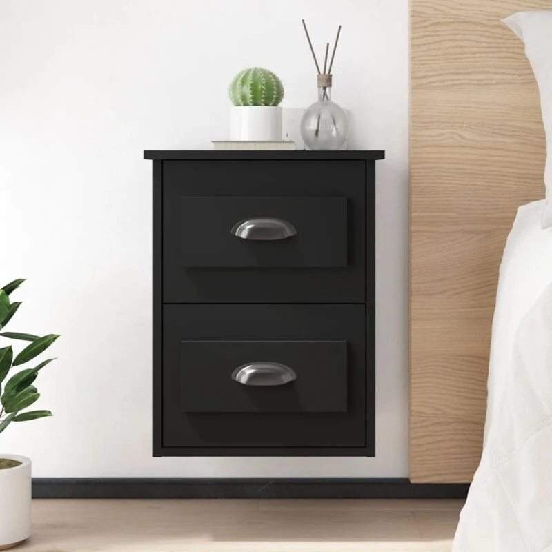 Image of VIDAXL Wall-mounted Bedside Cabinet Black 41.5x36x53cm Vidaxl 8720845792848
