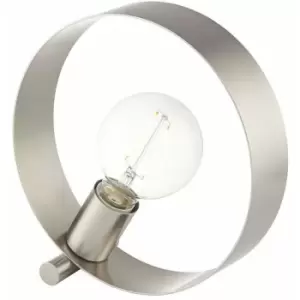 Image of Loops - Modern Sleek Table Lamp Light Brushed Nickel Metal Hoop Shade Industrial Chic