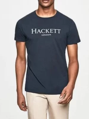 Image of Hackett Logo T-Shirt, Navy, Size S, Men