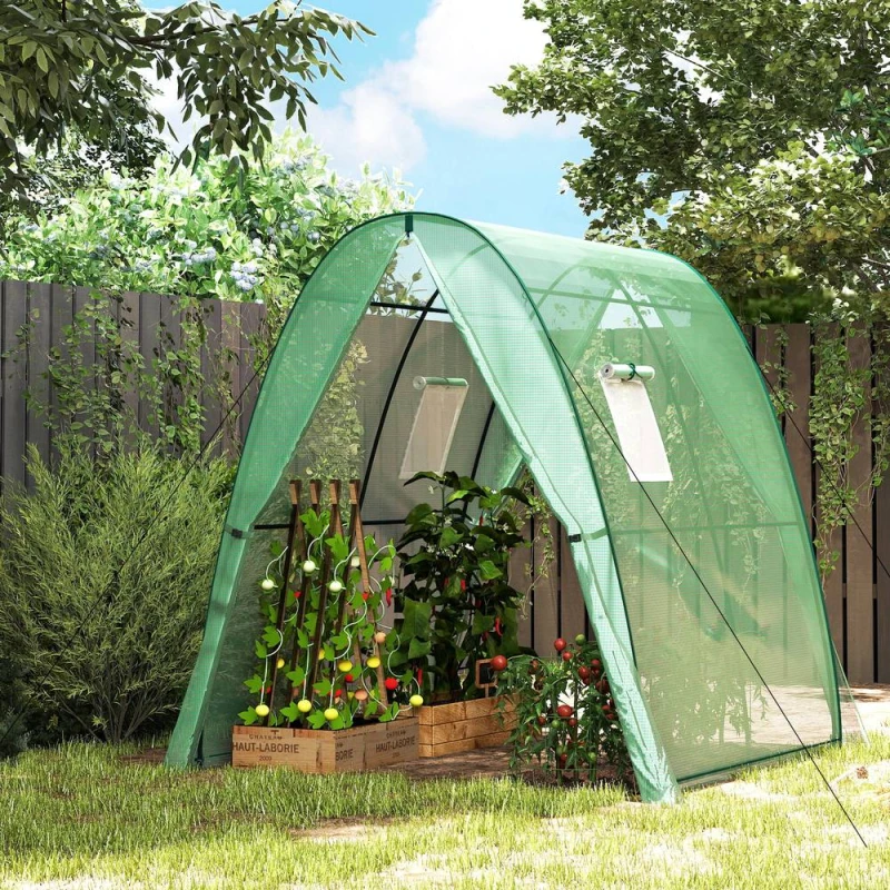 Image of OUTSUNNY Portable Greenhouse Gardening Plant Hot House with 2 Doors, Green Green Unisex