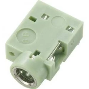 Image of 3.5mm audio jack Socket horizontal mount Number of pins 3 Stereo Green Conrad Components