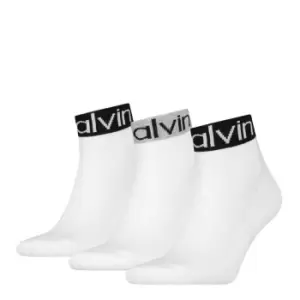 Image of Calvin Klein quarter Logo 3 Pack Socks Mens - White