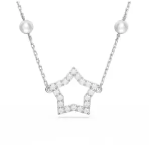 Image of Stella Crystal Pearls Star White Rhodium Plated Necklace 5645379