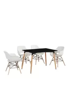 Image of 'Olivia' Halo Dining Set Includes a Dining Table & Fabric Chairs Set of 4