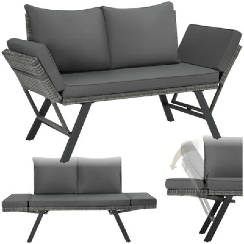 Image of Tectake Garden Sofa Sintra - Multi-Functional, Uv And Weather Resistant - Grey
