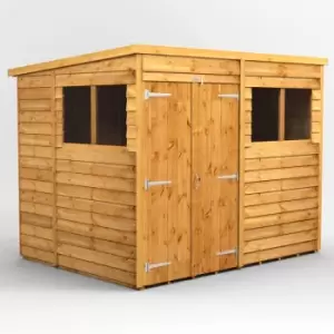 Image of 8x6 Power Overlap Pent Double Door Garden Shed