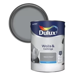 Image of Dulux Walls & Ceilings Natural Slate Matt Emulsion Paint 5L