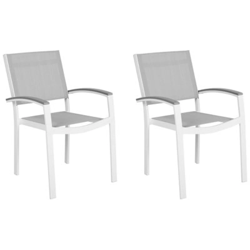 Image of Beliani Set Of 2 Garden Chairs Pereta Metal Grey