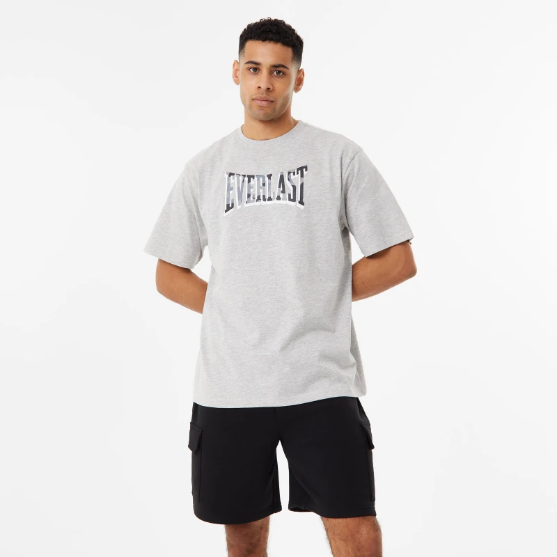 Image of Everlast Camo Logo T-Shirt Mens - Grey Grey S