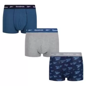 Image of Reebok 3 Pack Logo Trunks Mens - Grey