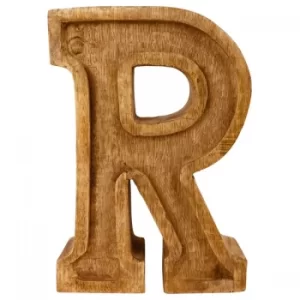 Image of Letter R Hand Carved Wooden Embossed