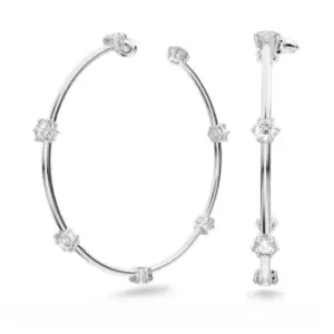 Image of Constella Hoop Round Cut White Rhodium Plated Earrings 5638698