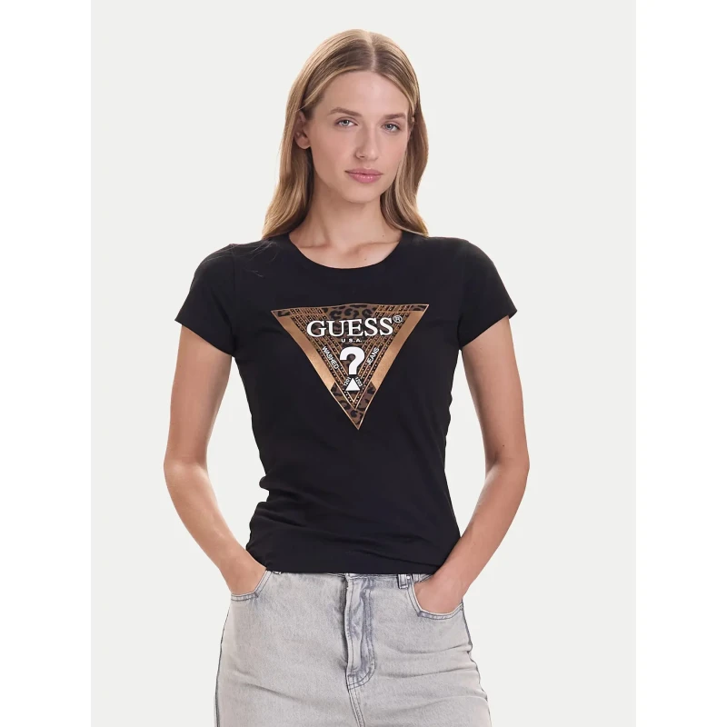 Image of Guess T-Shirt round neck woman Guess Leo Triangle Noir Female S