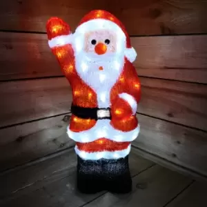 Image of 54.5cm Tall Acrylic Waving Santa Outdoor/Indoor With 70 Ice White LEDs Christmas Scene Decoration