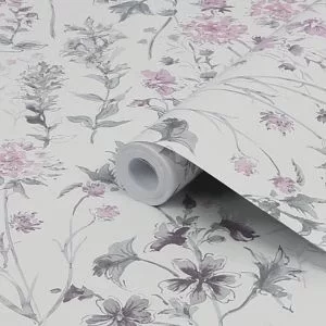 Image of Laura Ashley Pale Iris Wild Meadow Smooth Wallpaper