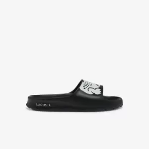 Image of Lacoste Womens Croco 2.0 Synthetic Print Slides Size 3 UK Black & White