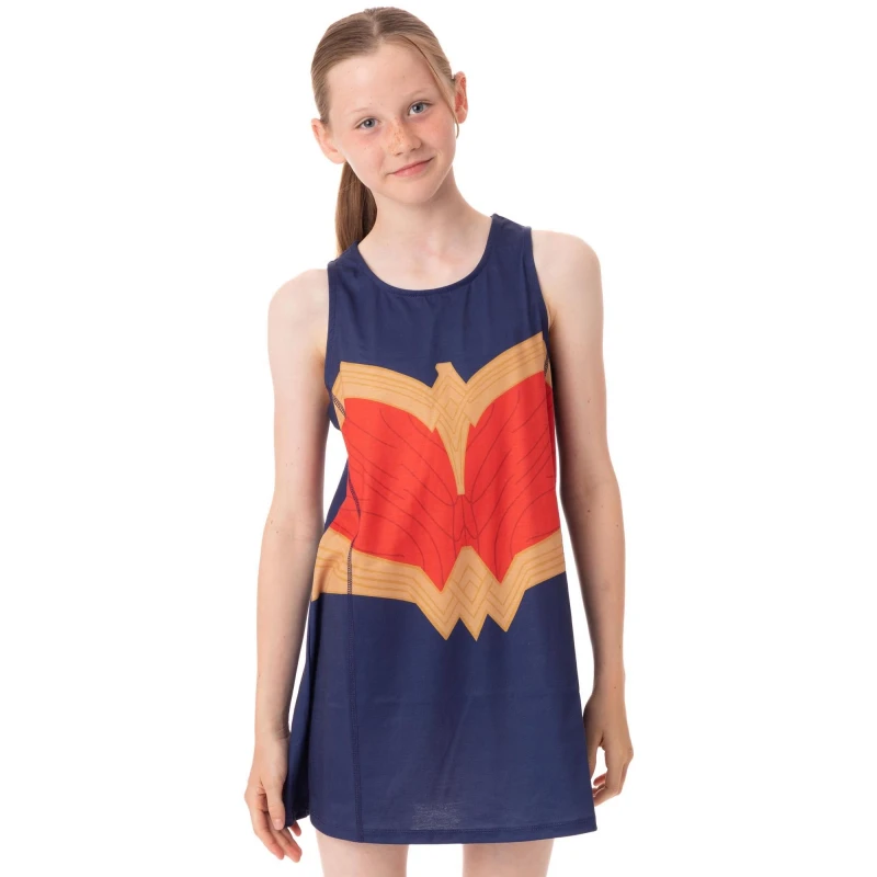 Image of DC Comics Sleeveless Skater Dress Blue female