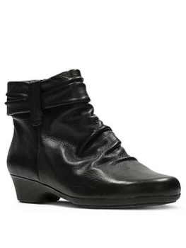 Image of Clarks Matron Leather Ankle Ella Boots - Black, Size 4, Women