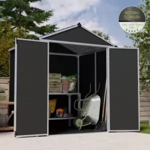 Image of Palram - Canopia Rubicon 6X5 Apex Dark Grey Plastic Shed With Floor