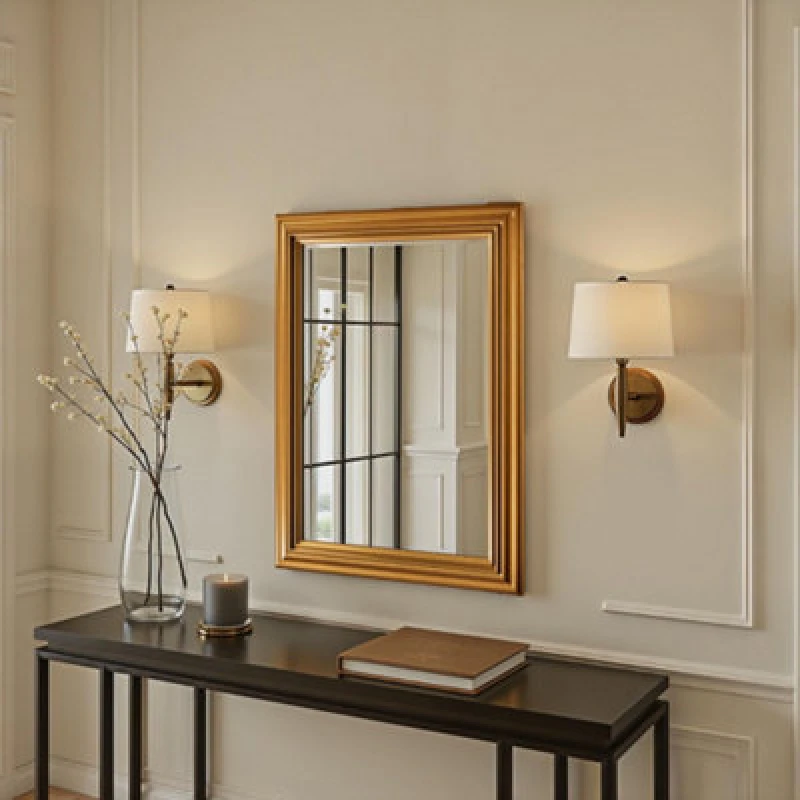 Image of Yearn Mirrors Yearn Contemporary Bevelled Mirror Gold Frame, Gold YG701GLD24X18