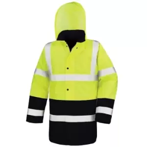 Image of Result Unisex Adult Motorway Two Tone Safety Coat (L) (Fluorescent Yellow/Black)