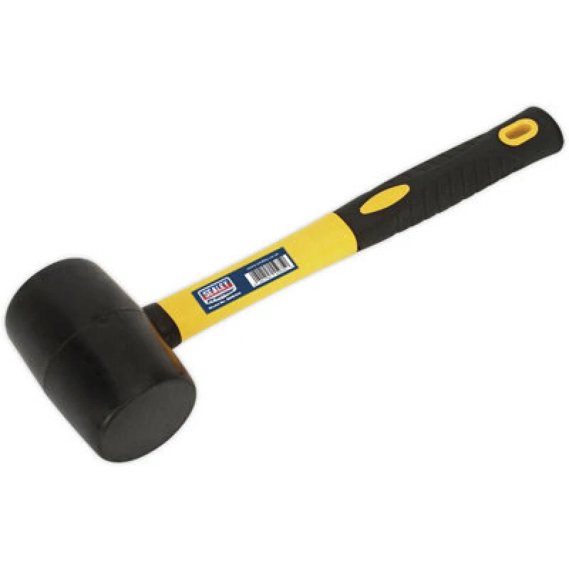Image of Loops 1lb Rubber Mallet - Fibreglass Shaft - General Purpose Hammer - DIY Tool Camping Clear