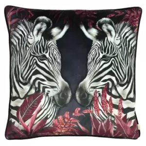 Image of Evans Lichfield Zinara Zebra Cushion Cover (50cm x 50cm) (Black/White/Pink)
