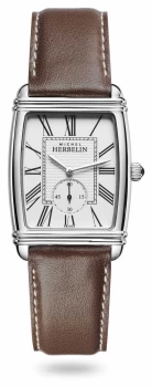 Image of Michel Herbelin 10638-08MA Mens Art-Deco Brown Strap Wristwatch Colour - Silver