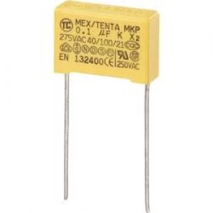 Image of MKP X2 suppression capacitor Radial lead 0.15 uF 275 V AC 10 15mm L x W x H 18 x 8.5 x 14.5mm MKP X2