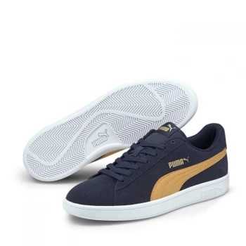Image of Puma Smash V2 Suede Mens Trainers - Navy/Gold