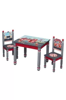 Image of Fantasy Fields Childrens Firefighters Kids Wooden Table & Chair Set