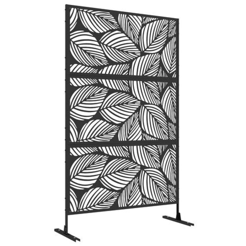 Image of Outsunny 6.5ft Metal Privacy Screen w/ Expansion Leaf Style, Black 844-743V00BK