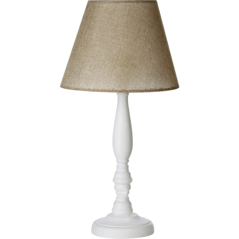 Image of Premier Housewares Interiors by Premier Maine Round Base Table Lamp with EU Plug Beige