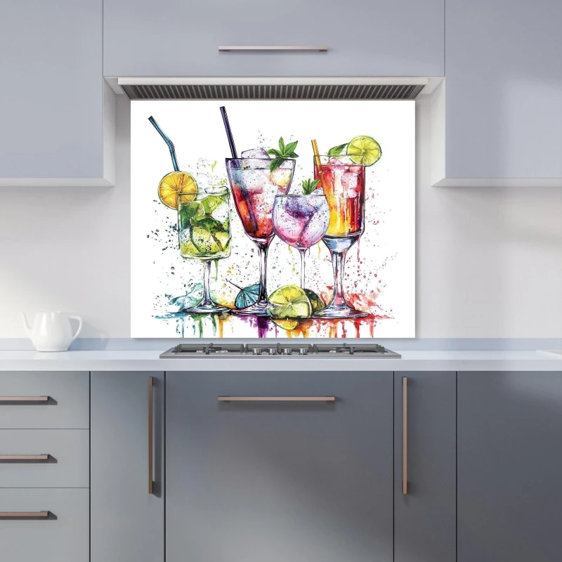 Image of Warren Reed - Designer Vibrant Cocktail Splash Kitchen Splashback Size: 700mm x 750mm Multicolor Unisex 700mm x 750mm