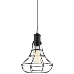Image of Italux Synthia - Industrial And Retro Hanging Pendant Black 1 Light with Black Metal Shade, E27