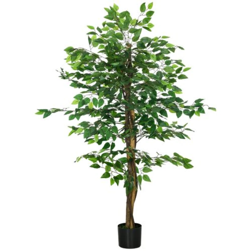 Image of HOMCOM HOMCOM 150cm Artificial Tree Ficus for Indoor Outdoor Home Decor, Fake Tree