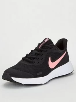 Image of Nike Revolution 5 Junior Trainers - Black/Pink, Size 3